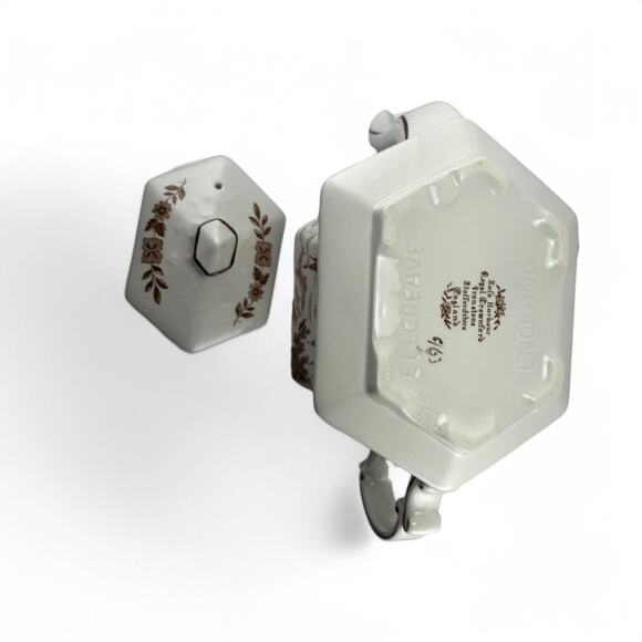 Vintage 1960s Ellgreave Staffordshire Ironstone Teapot Safe Harbor Transferware - Picture 7 of 16